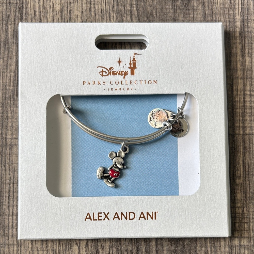 Alex and Ani Silver Mickey Mouse Bangle with Red Enamel
